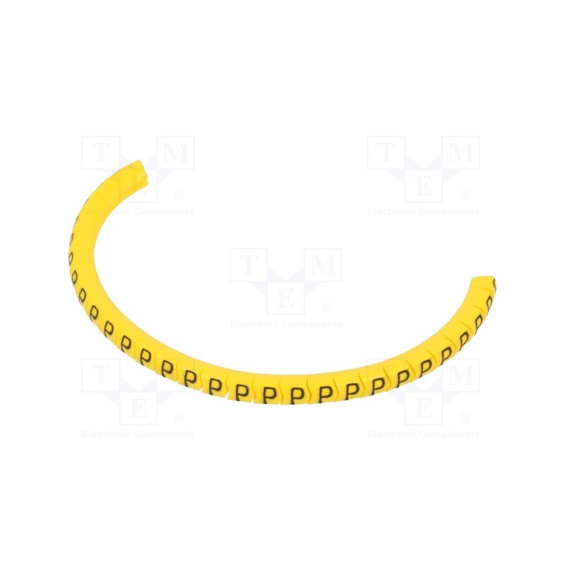 1 pcg x PARTEX - PA-02003PV40.P - Markers, Marking: P, 1.3÷3mm, PVC, yellow, -30÷60°C, leaded, PA-02