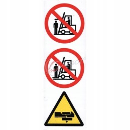 Warning sticker on the forklift mast