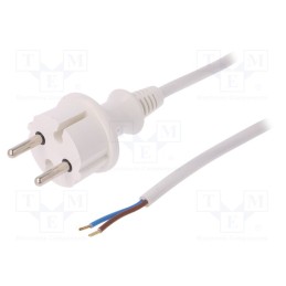 1 pcs x PLASTROL - W-98347 - Cable, 2x1mm2, CEE 7/17 (C) plug,wires, PVC, 2m, white, 16A, 250V