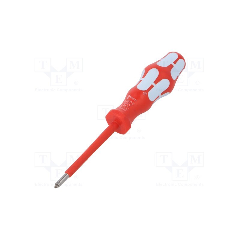 1 pcs x WERA - 5022740001 - Screwdriver, insulated, Pozidriv®, PZ1, Blade length: 80mm