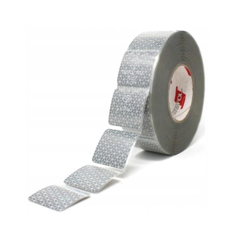 Reflective tape, white, intermittent, truck tarpaulin, 1 m