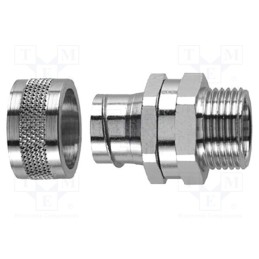 1 pcs x HELLERMANNTYTON - 166-30416 - Straight terminal connector, Thread: swivel,PG,outside, brass