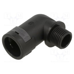 1 pcs x PMA - BVWD-M162GT - 90° angled connector, Thread: metric,outside, polyamide 6, black