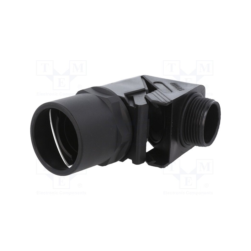1 pcs x HUMMEL - 1.513.2501.50 - 90° angled connector, Thread: metric,outside, polyamide, black