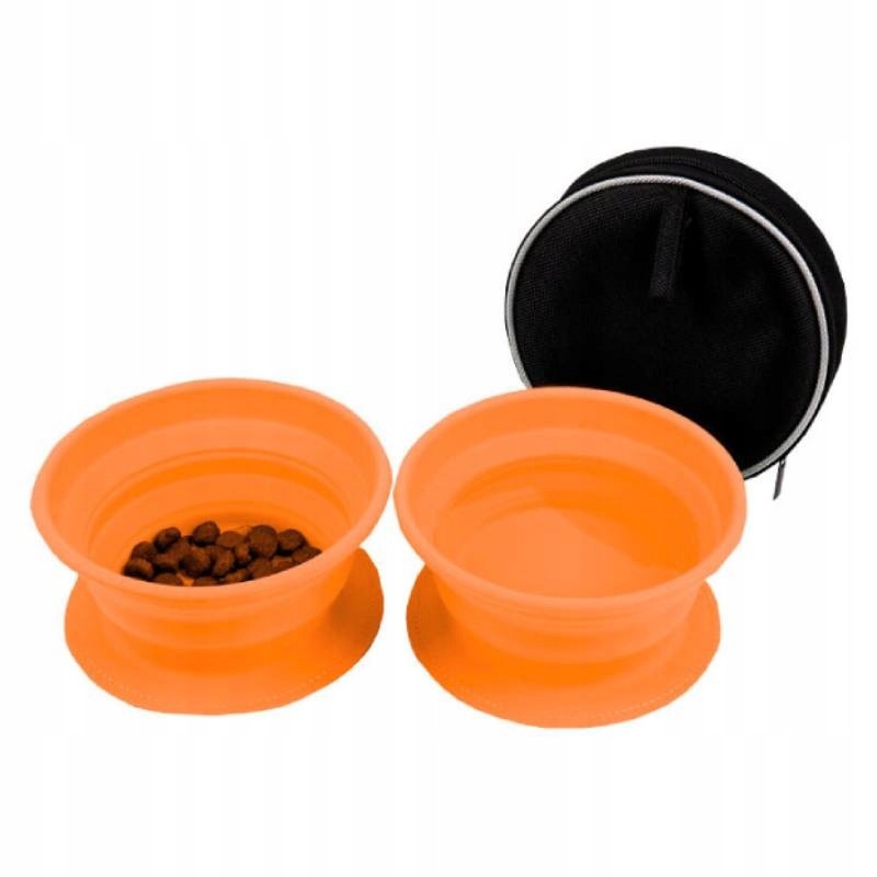 Folding dog bowls 2 pcs, travel disc o bed