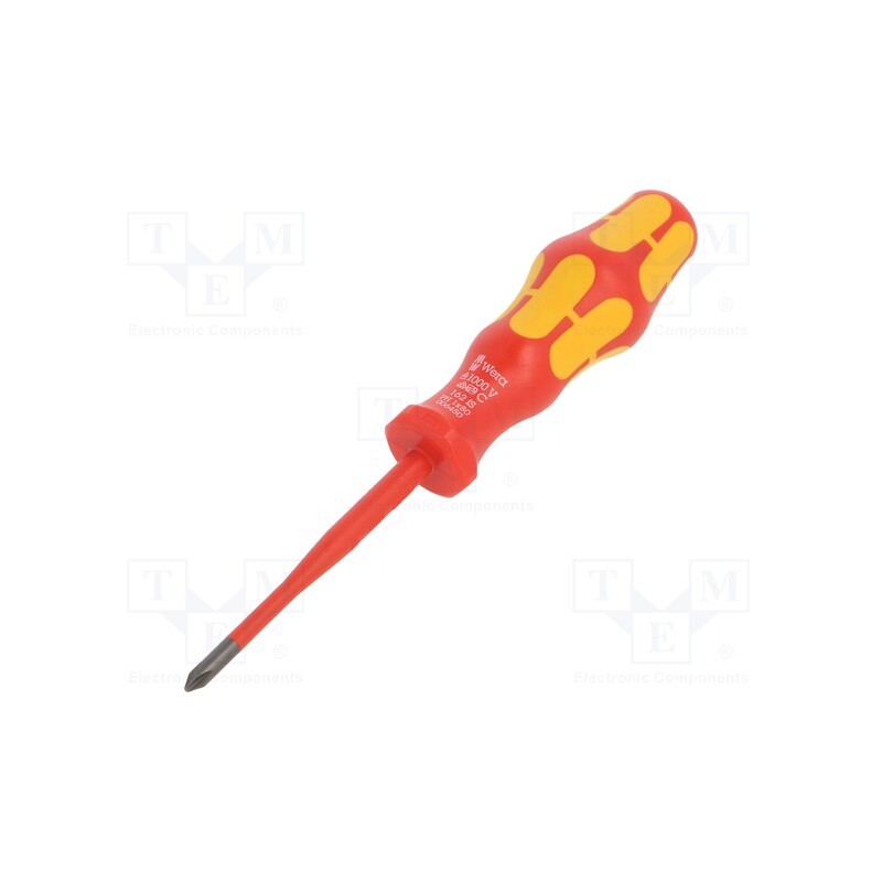 1 pcs x WERA - 5006450001 - Screwdriver, insulated,slim, Phillips, PH1, Blade length: 80mm