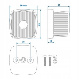 Side position lamp, yellow, 66x62mm pm