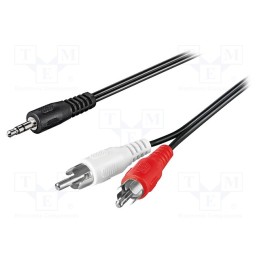 1 pcs x Goobay - 51652 - Cable, Jack 3.5mm 3pin plug,RCA plug x2, 10m, black