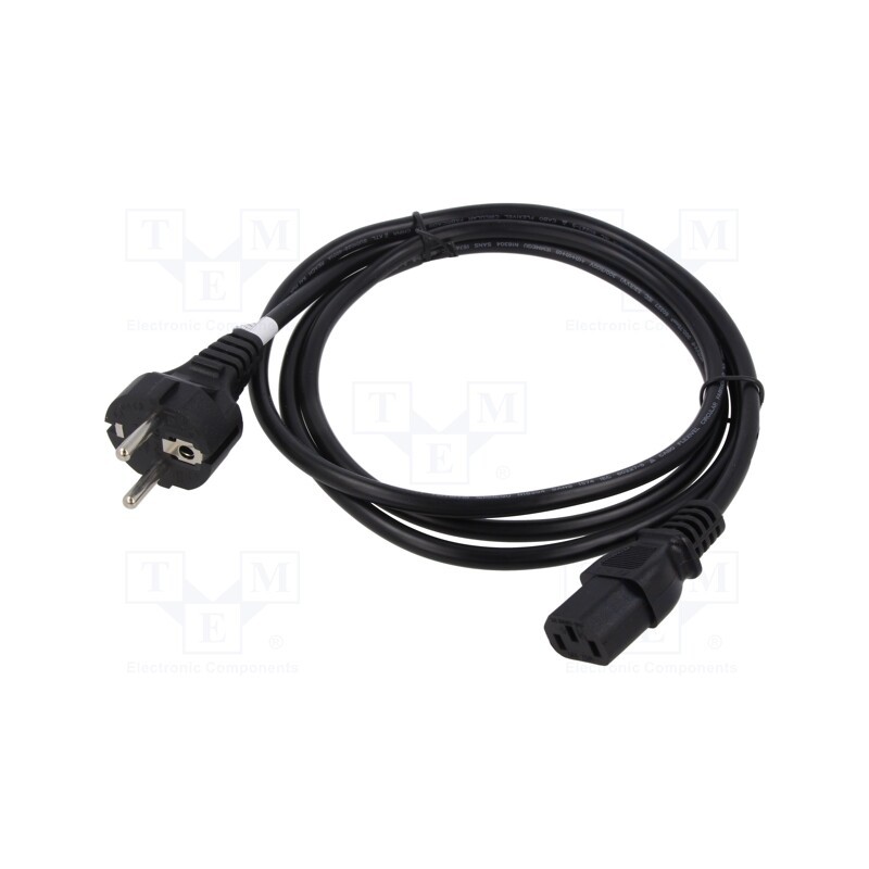 1 pcs x DIGITUS - AK-440101-018-S - Cable, CEE 7/7 (E/F) plug,IEC C13 female, 1.8m, black, 10A, 250V