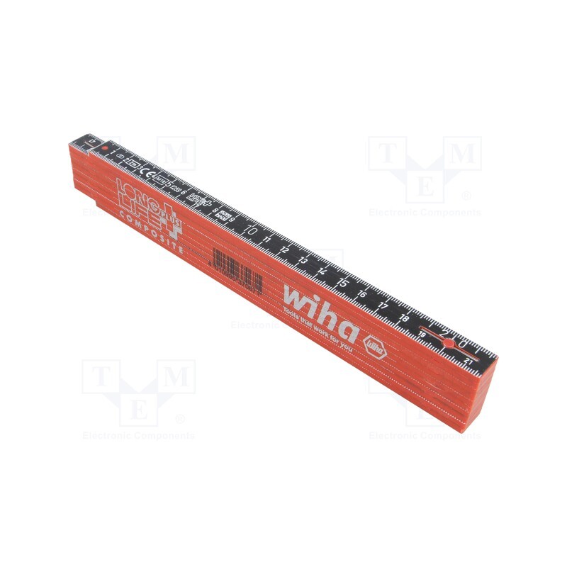 1 pcs x WIHA - 37067 - Folding ruler, L: 2m, Width: 15mm, red and black