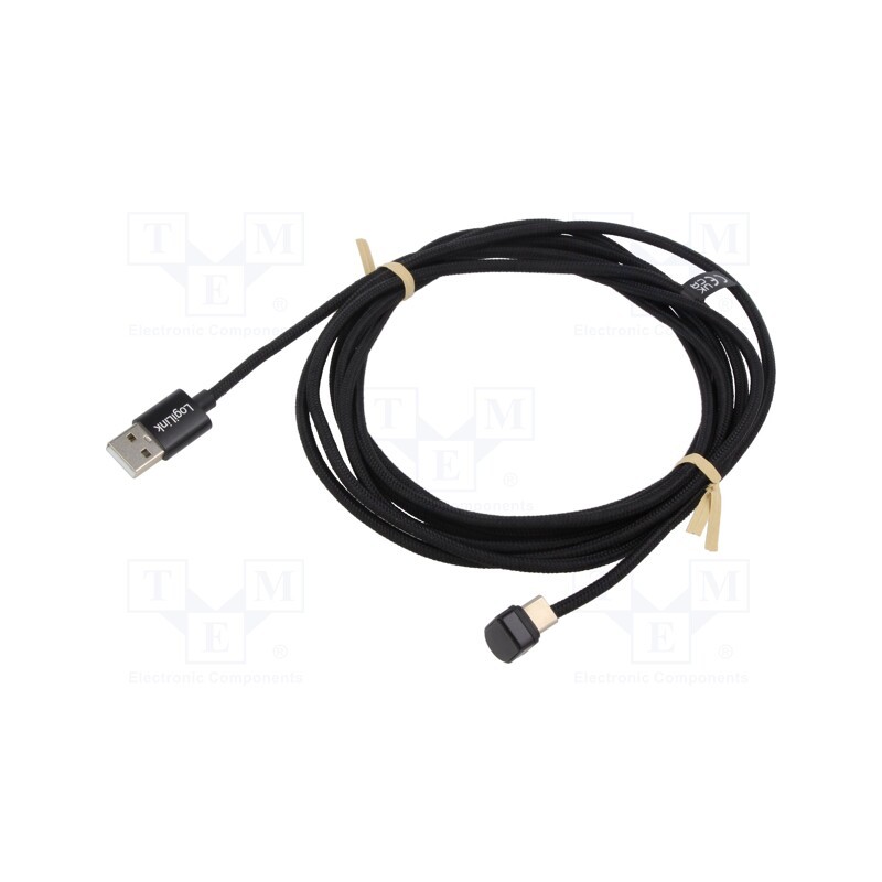 1 pcs x LOGILINK - CU0195 - Cable, USB 2.0, USB C angled plug,both sides, 3m, black, 480Mbps