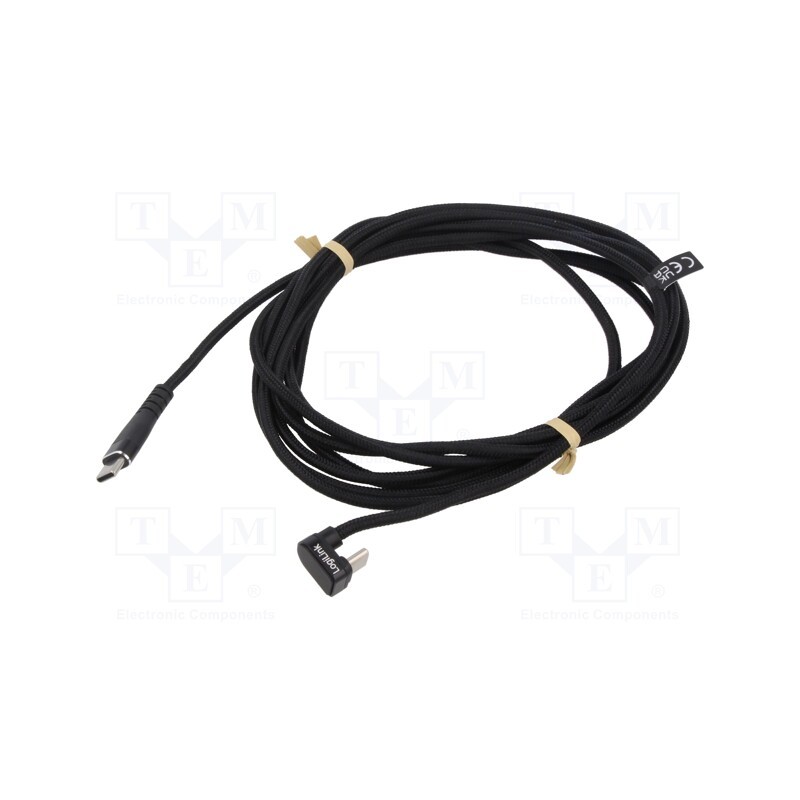 1 pcs x LOGILINK - CU0194 - Cable, USB 2.0, USB C plug,USB C angled plug, 3m, black, 480Mbps