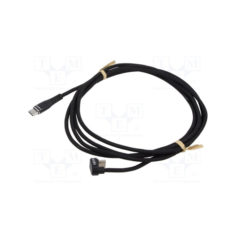 1 pcs x LOGILINK - CU0191 - Cable, USB 2.0, USB C angled plug,both sides, 2m, black, 480Mbps