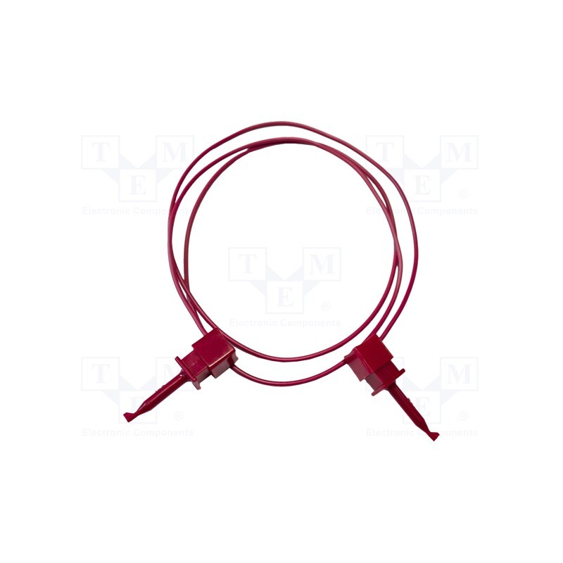 1 pcs x MUELLER ELECTRIC - BU-1010-A-24-2 - Test lead, 5A, clip-on hook probe,both sides, Urated: 300V, red