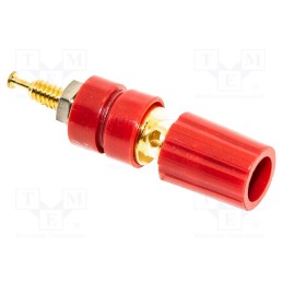 1 pcs x MUELLER ELECTRIC - BU-P3770-2 - Socket, 4mm banana, 15A, 2.5kV, red, gold-plated, on panel