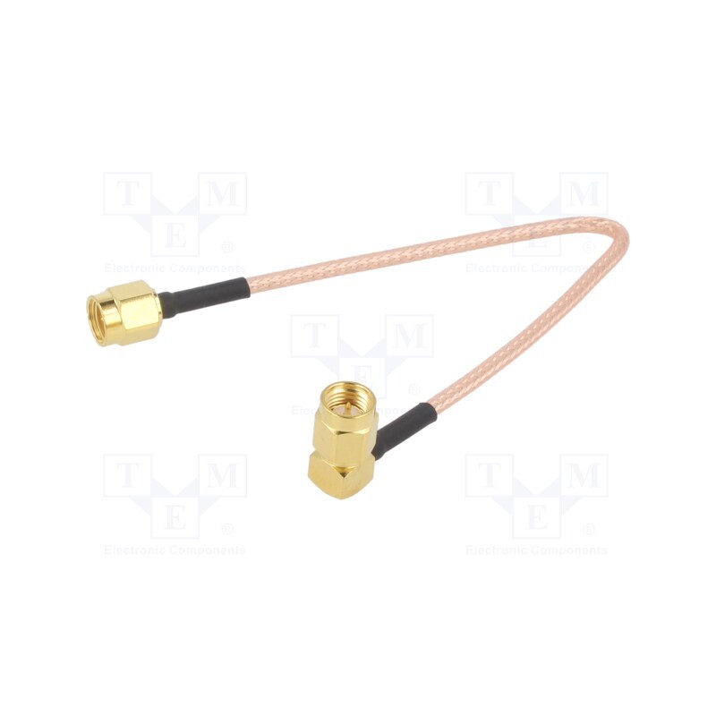 1 pcs x MUELLER ELECTRIC - BU-4150030006 - Cable, 50Ω, 0.15m, SMA plug,both sides, shielded, angled, 6'