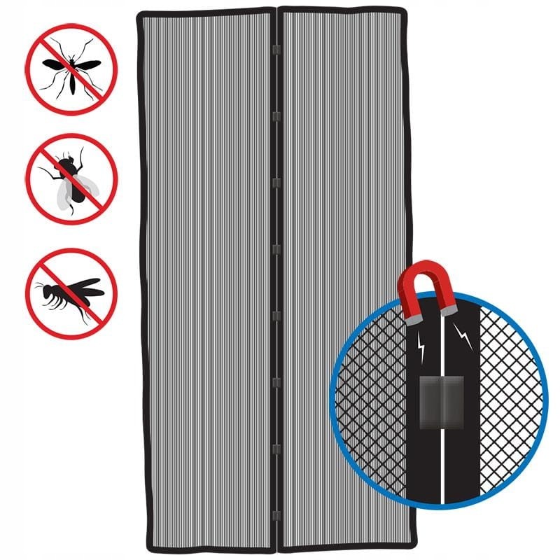 Door mosquito net with magnetic closure