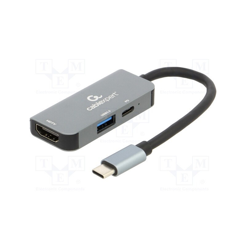 1 pcs x GEMBIRD - A-CM-COMBO3-02 - Adapter, USB 3.1, 0.12m, black, 5Gbps, grey, Cablexpert