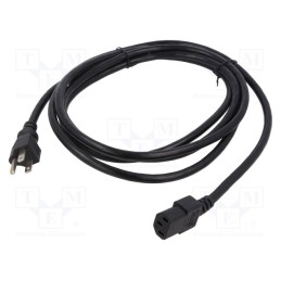 1 pcs x Qualtek Electronics - 312016-01 - Cable, 3x14AWG, IEC C13 female,NEMA 5-15 (B) plug, PVC, 2m, black