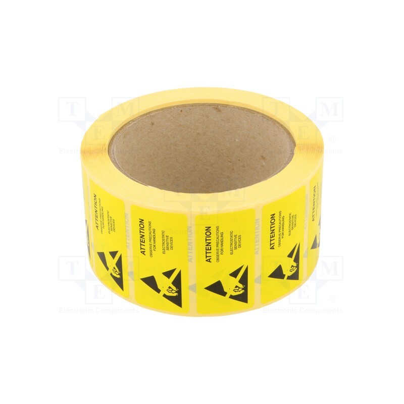 1 rol x ANTISTAT - 055-0002 - Self-adhesive label, ESD, 50x25mm, 1000pcs, reel, yellow-black