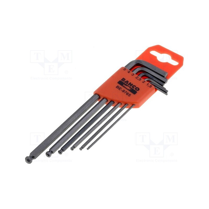 1 set x BAHCO - BE-9765 - Wrenches set, hex key, Chrom-vanadium steel