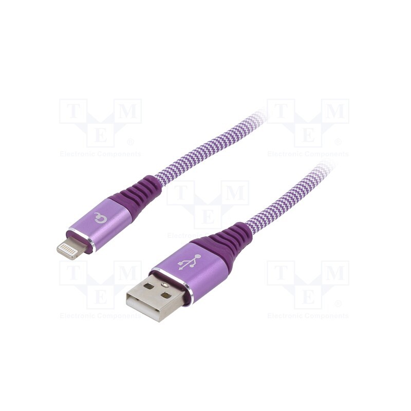 1 pcs x GEMBIRD - CC-USB2B-AMLM-2M-PW - Cable, USB 2.0, Apple Lightning plug,USB A plug, gold-plated, 2m