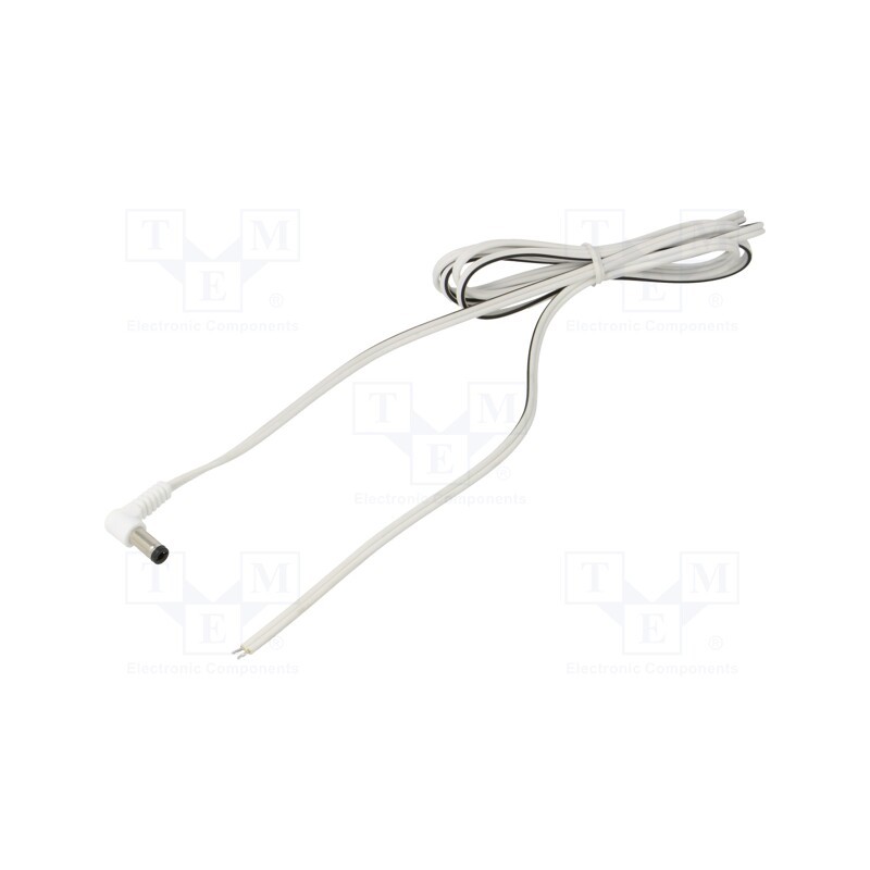 1 pcs x WEST POL - A25-TT-T050-150WH - Cable, 2x0.5mm2, wires,DC 5,5/2,5 plug, angled, white, 1.5m