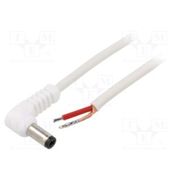 1 pcs x WEST POL - A25-TT-C100-050WH - Cable, 1x1mm2, wires,DC 5,5/2,5 plug, angled, white, 0.5m