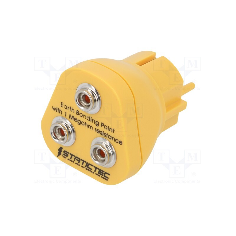 1 pcs x STATICTEC - STW2110 - Earthing plug, ESD, 1MΩ, Plug: EU, press stud male 10mm x3