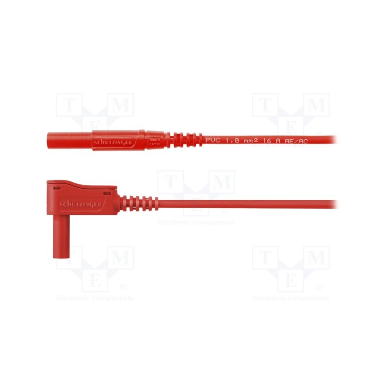 1 pcs x SCHu00dcTZINGER - MSWFK A341 / 1 / 150 / RT - Test lead, 16A, banana plug 4mm,angular banana plug 4mm, red
