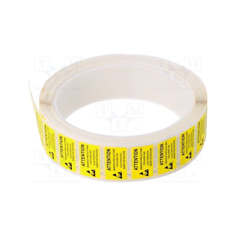 1 rol x STATICTEC - STL1222 - Self-adhesive label, ESD, 12x22mm, 1000pcs, reel, yellow-black