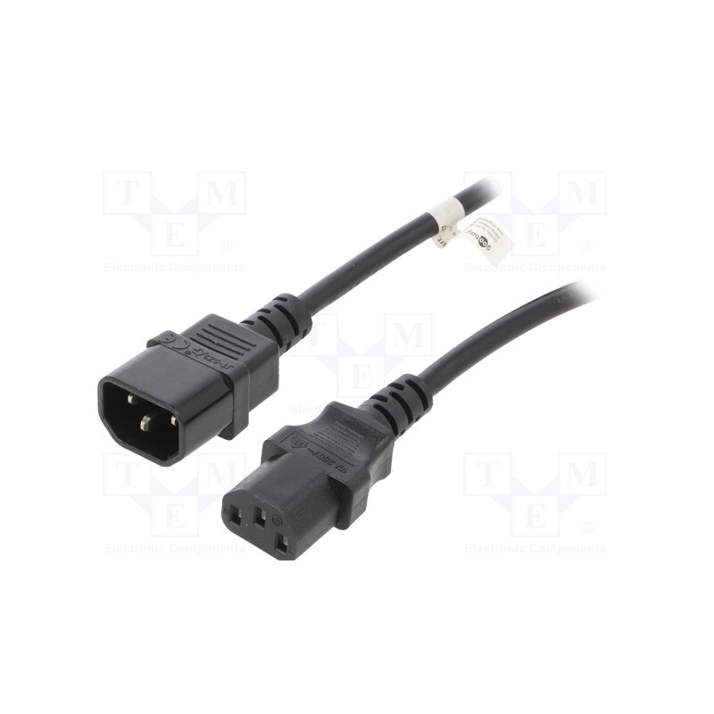 1 pcs x Goobay - 39203 - Cable, IEC C13 female,IEC C14 male, PVC, 5m, black, 10A, 250V