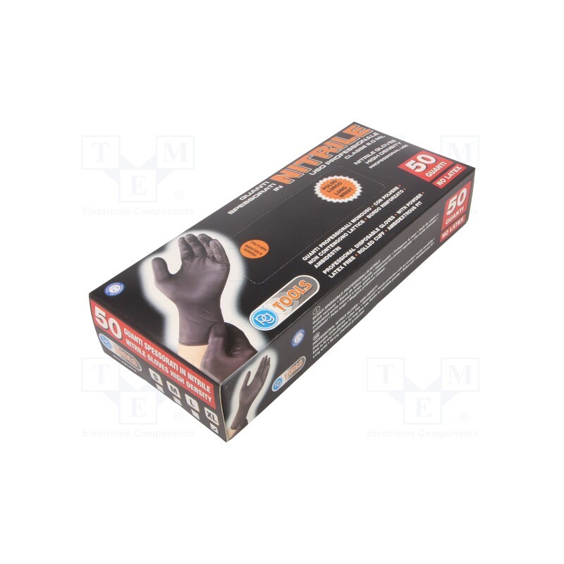 1 pcg x PG TOOLS - 506.12 - Protective gloves, Size: 10,XL, black, nitryl, 50pcs.