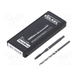 1 set x Vu00d6LKEL - 35290 - Tap, high speed steel cobalt HSS-E, M3, 0.5, ISO2/6H, 2pcs.