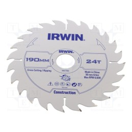 1 pcs x IRWIN - 1897199 - Circular saw, Ø: 190mm, Øhole: 30mm, Teeth: 24, wood