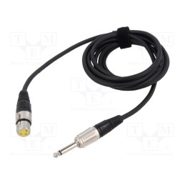 1 pcs x TASKER - TK223 - Cable, Jack 6,3mm 2pin plug,XLR female 3pin, 3m, black, 0.25mm2