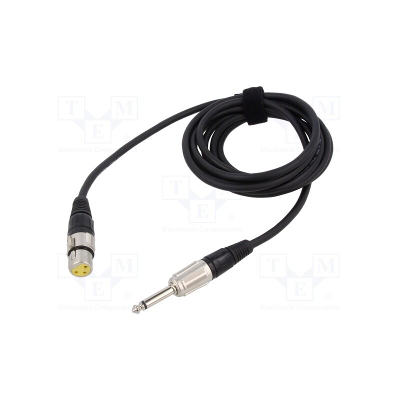 1 pcs x TASKER - TK223 - Cable, Jack 6,3mm 2pin plug,XLR female 3pin, 3m, black, 0.25mm2
