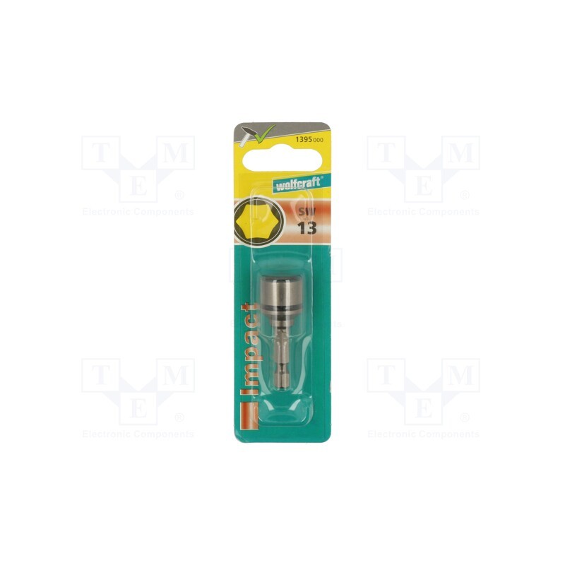 1 pcs x WOLFCRAFT - 1395000 - Screwdriver bit, 6-angles socket, Socket: HEX 13mm