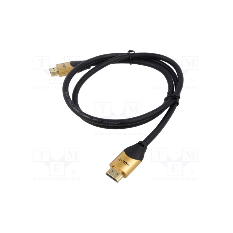 1 pcs x QOLTEC - 50357 - Cable, HDMI 2.1, HDMI plug,both sides, PVC, Len: 5m, black, golden