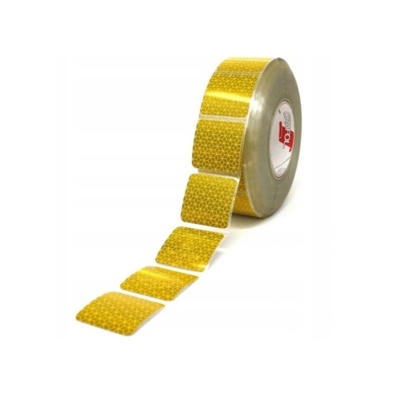 Yellow intermittent reflective tape for truck tarpaulin, 1 m