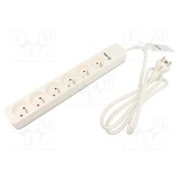 1 pcs x KERG - M02409 - Extension lead, 3x1.5mm2, Sockets: 6, PVC, white, 1.5m, 16A