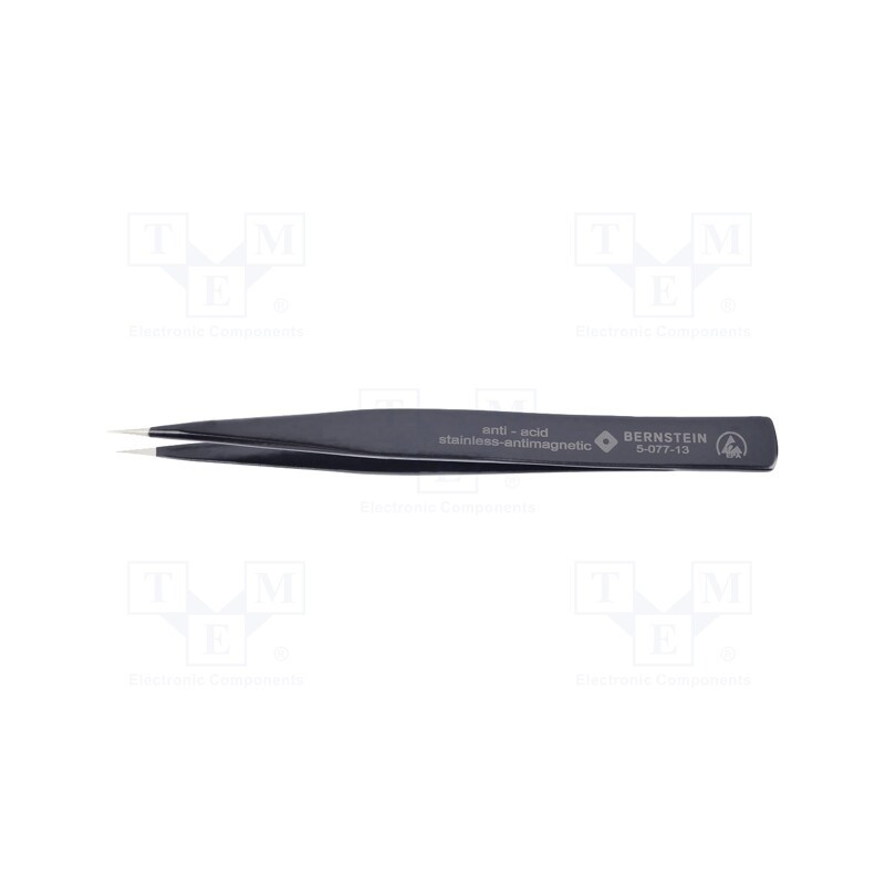 1 pcs x BERNSTEIN - 5-077-13 - Tweezers, Blade tip shape: sharp, Tweezers len: 130mm, ESD