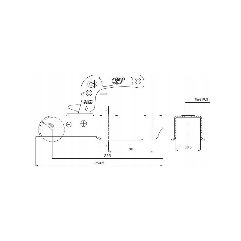 Steelpress ball hitch 750 kw 50 size 90
