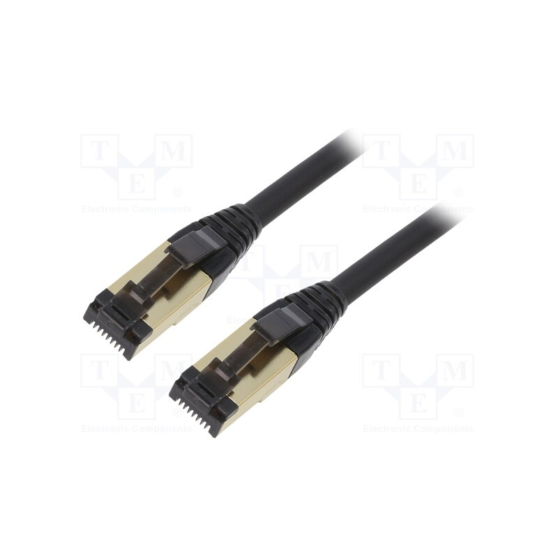 1 pcs x GEMBIRD - PP8-LSZHCU-BK-3M - Patch cord, S/FTP, Cat 8, stranded, Cu, LSZH, black, 3m, 27AWG