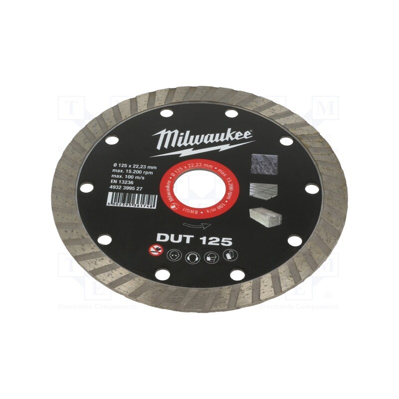 1 pcs x Milwaukee - 4932399527 - Cutting diamond wheel, Ø: 125mm, Øhole: 22.2mm