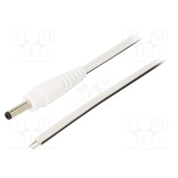 1 pcs x WEST POL - P13-TT-T050-050WH - Cable, 2x0.5mm2, wires,DC 3,5/1,3 plug, straight, white, 0.5m