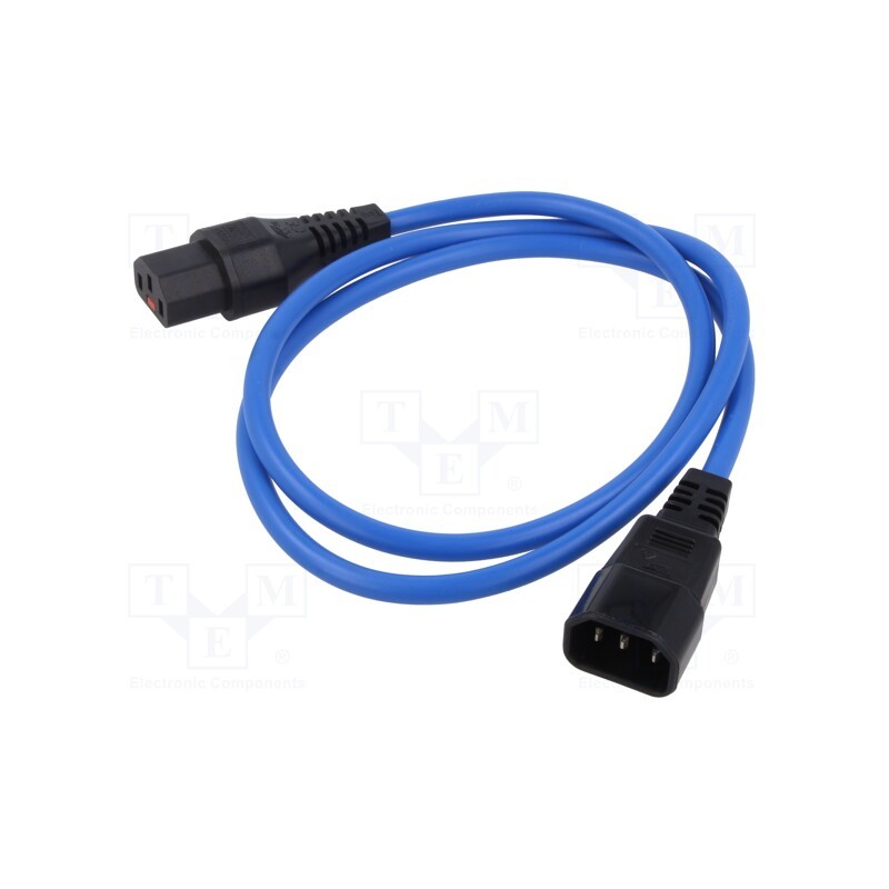 1 pcs x IEC LOCK - IEC-PC1086 - Cable, IEC C13 female,IEC C14 male, PVC, 1m, blue, 10A, 250V