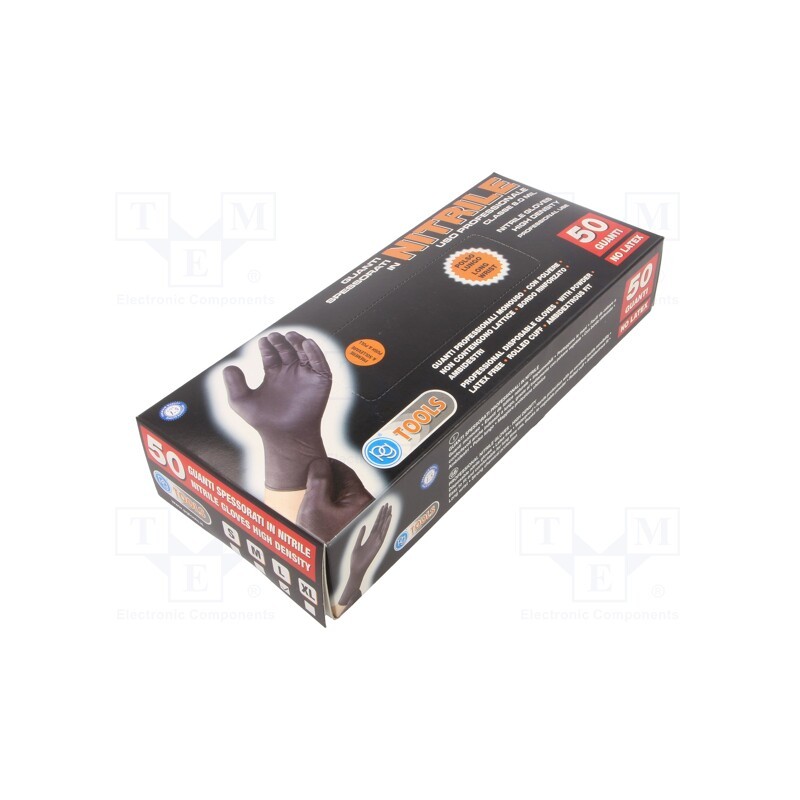 1 pcg x PG TOOLS - 506.11 - Protective gloves, Size: 9,L, black, nitryl, 50pcs.
