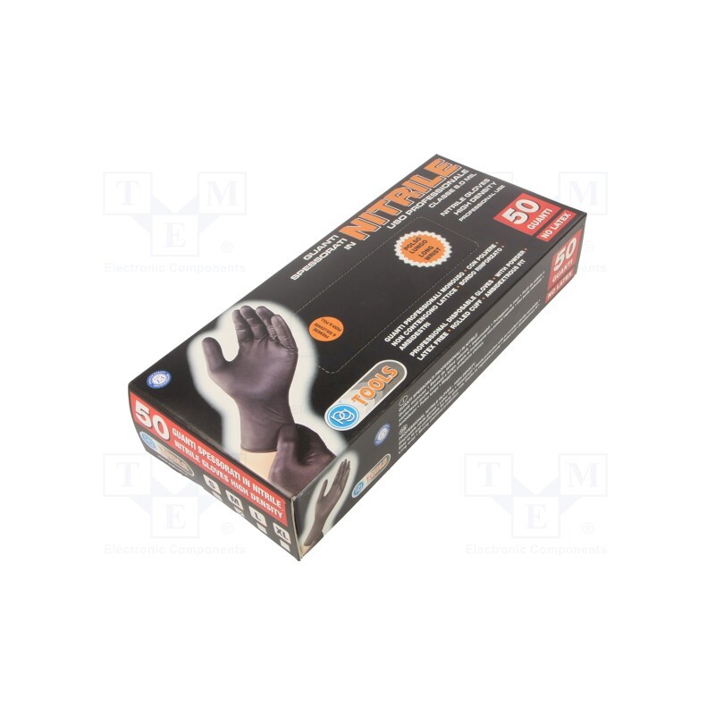 1 pcg x PG TOOLS - 506.1 - Protective gloves, Size: 8,M, black, nitryl, 50pcs.