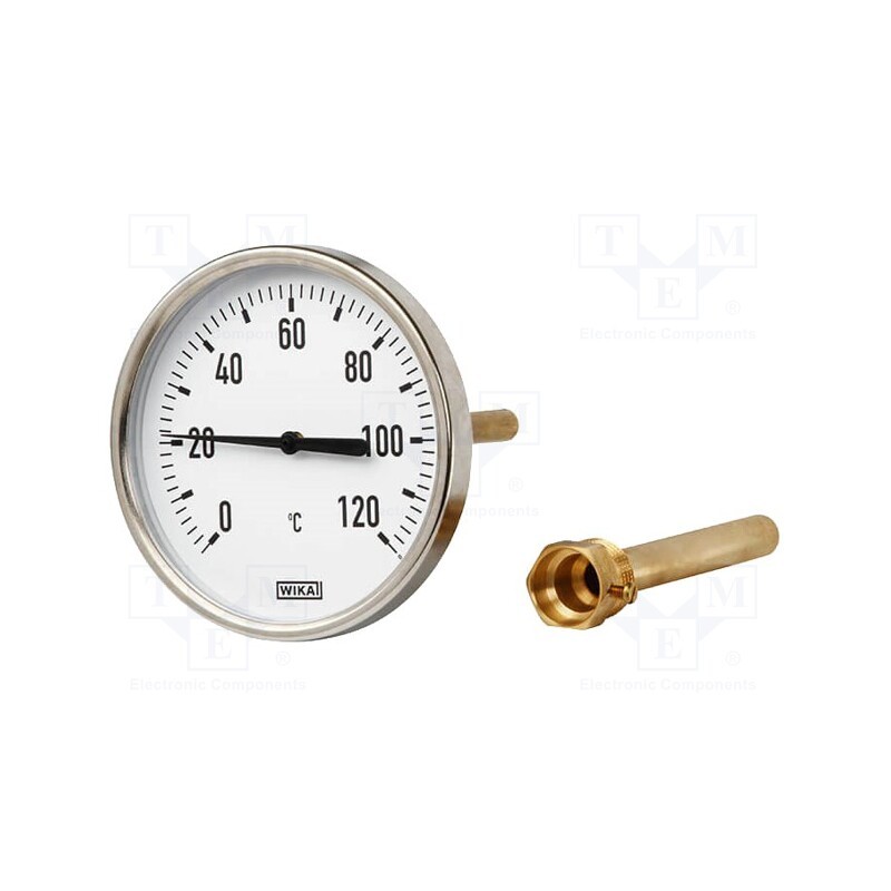 1 pcs x WIKA - 12013811 - Meter: temperature, analogue,bimetal, 0÷120°C, Probe l: 60mm, A50